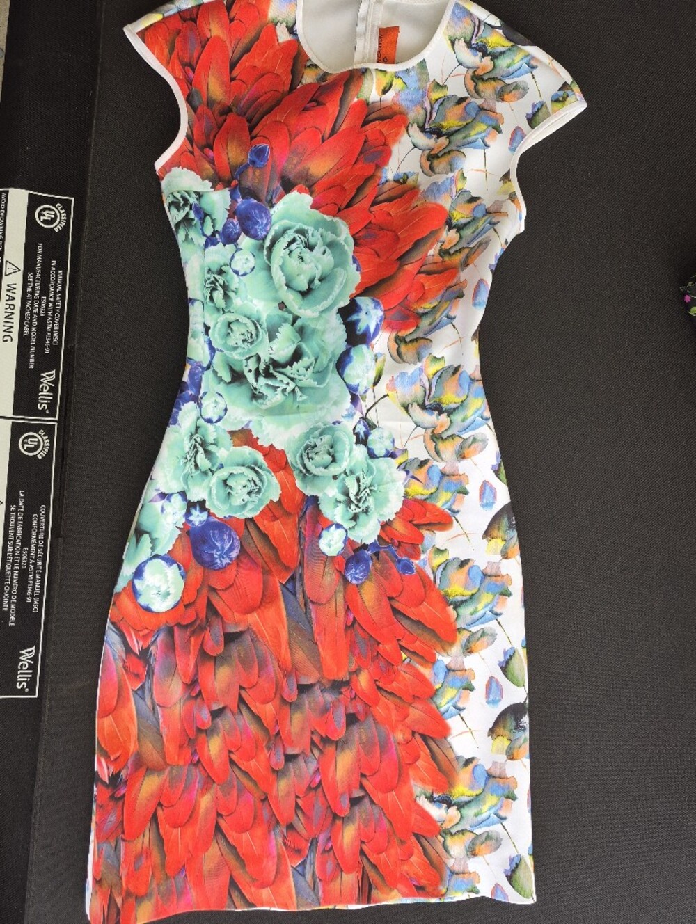 Clover Canyon Red and Mint Floral Pencil Dress